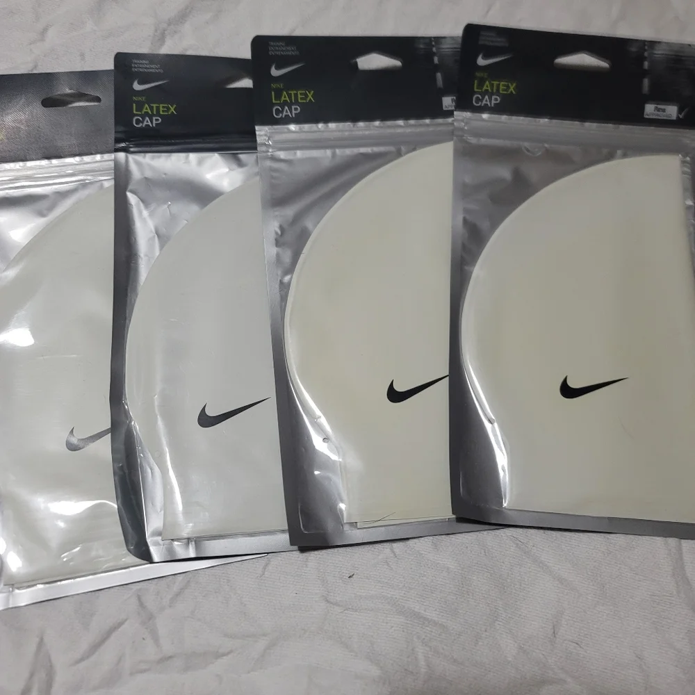Nike White Latex Training Swim Cap Fina Approved